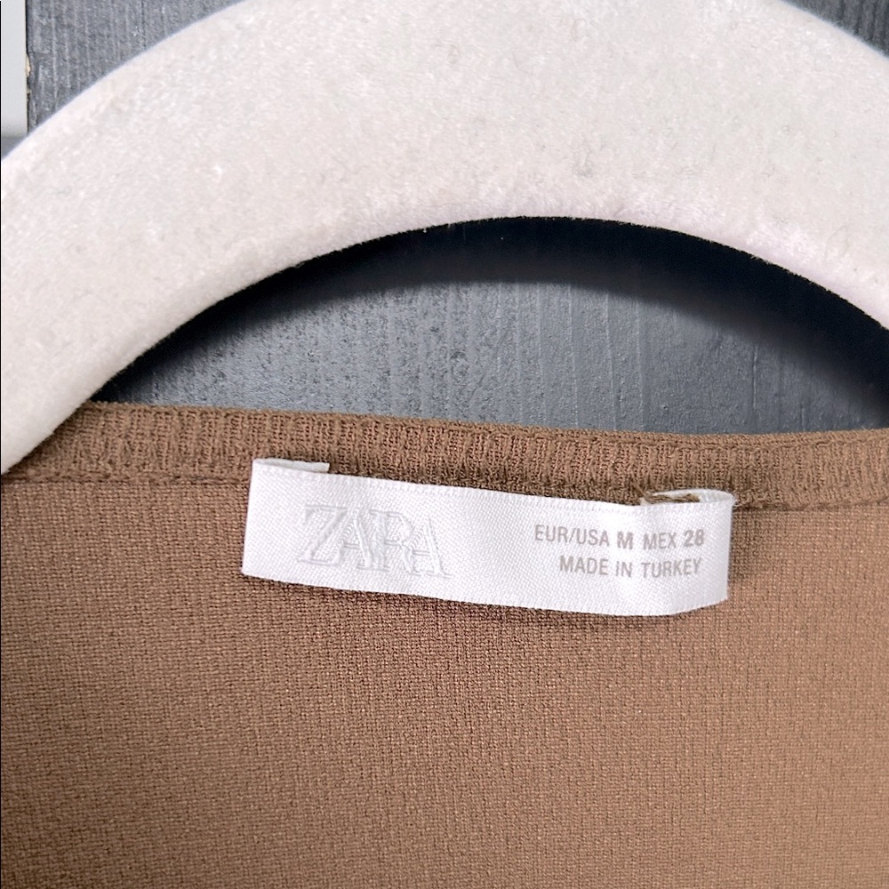 Zara Crepe Cutout Dress. (Taupe) - Picture 3 of 6